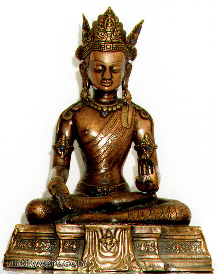 Avalokiteshvara in Beruhigungspose, mit Lapislazuli-Steinen besetzt